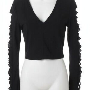 Body Central Women's Crop Top Y2K Whimsgoth Grundge Small  long sleeve blouse